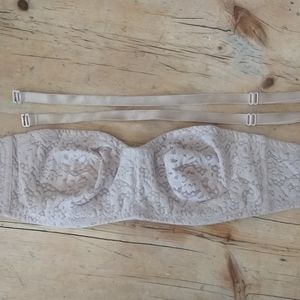 Halo Lace Strapless Underwire Bra 34C